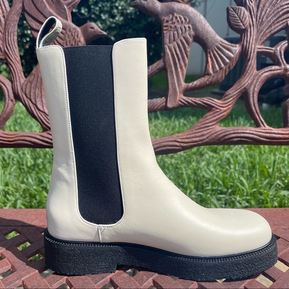 NWT Staud Palamino Elastic Gore Insets Chelsea Boots Ivory Size 8M - Picture 4 of 13
